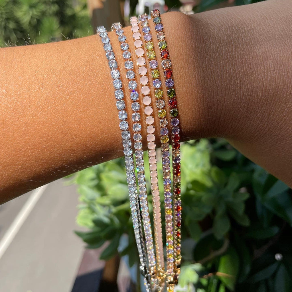 Bracciale tennis con cristallini in 5 colori
