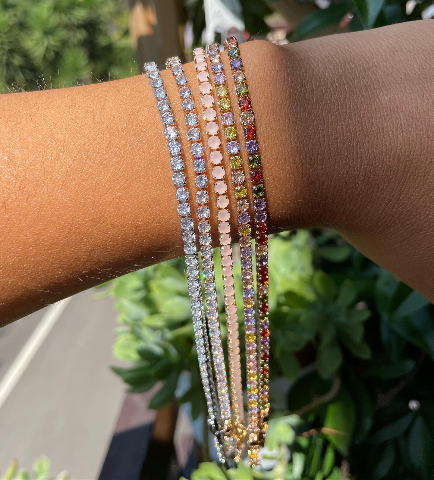 Bracciale tennis con cristallini in 5 colori