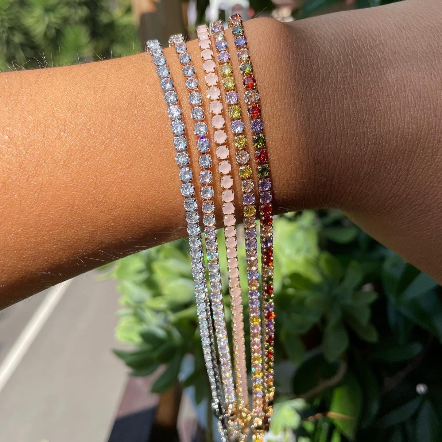 Bracciale tennis con cristallini in 5 colori