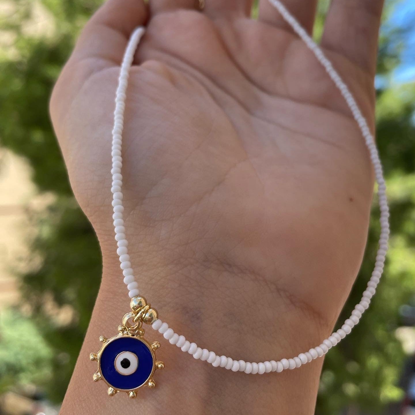 Collana con perline e occhio di Allah in 5 colori