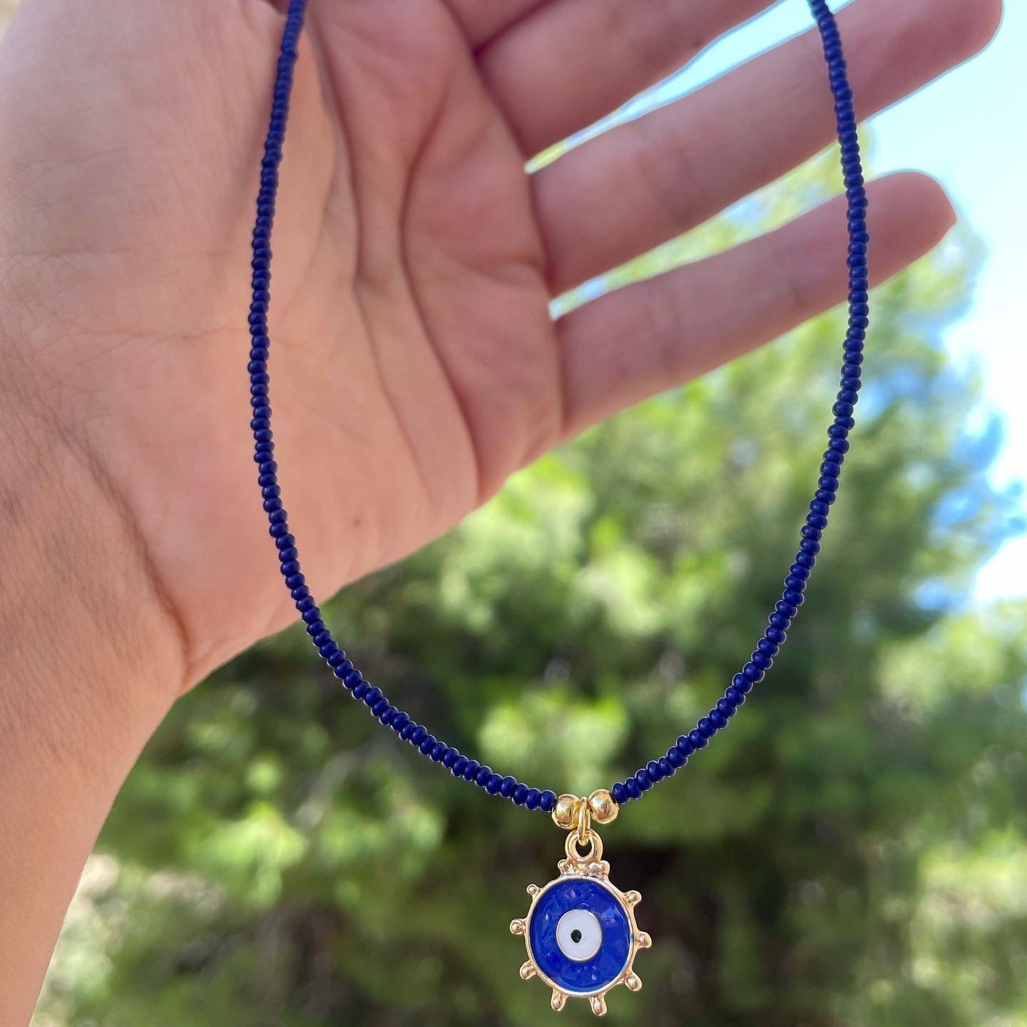 Collana con perline e occhio di Allah in 5 colori