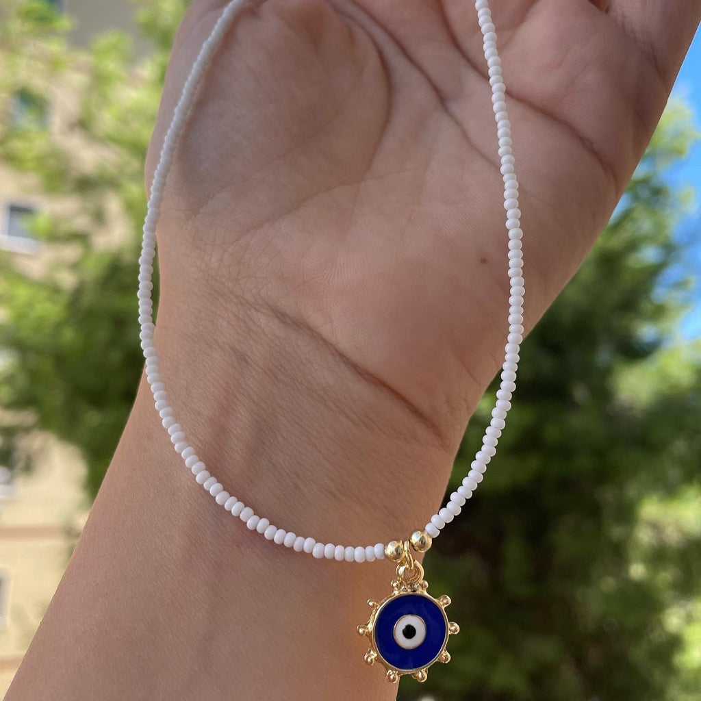 Collana con perline e occhio di Allah in 5 colori