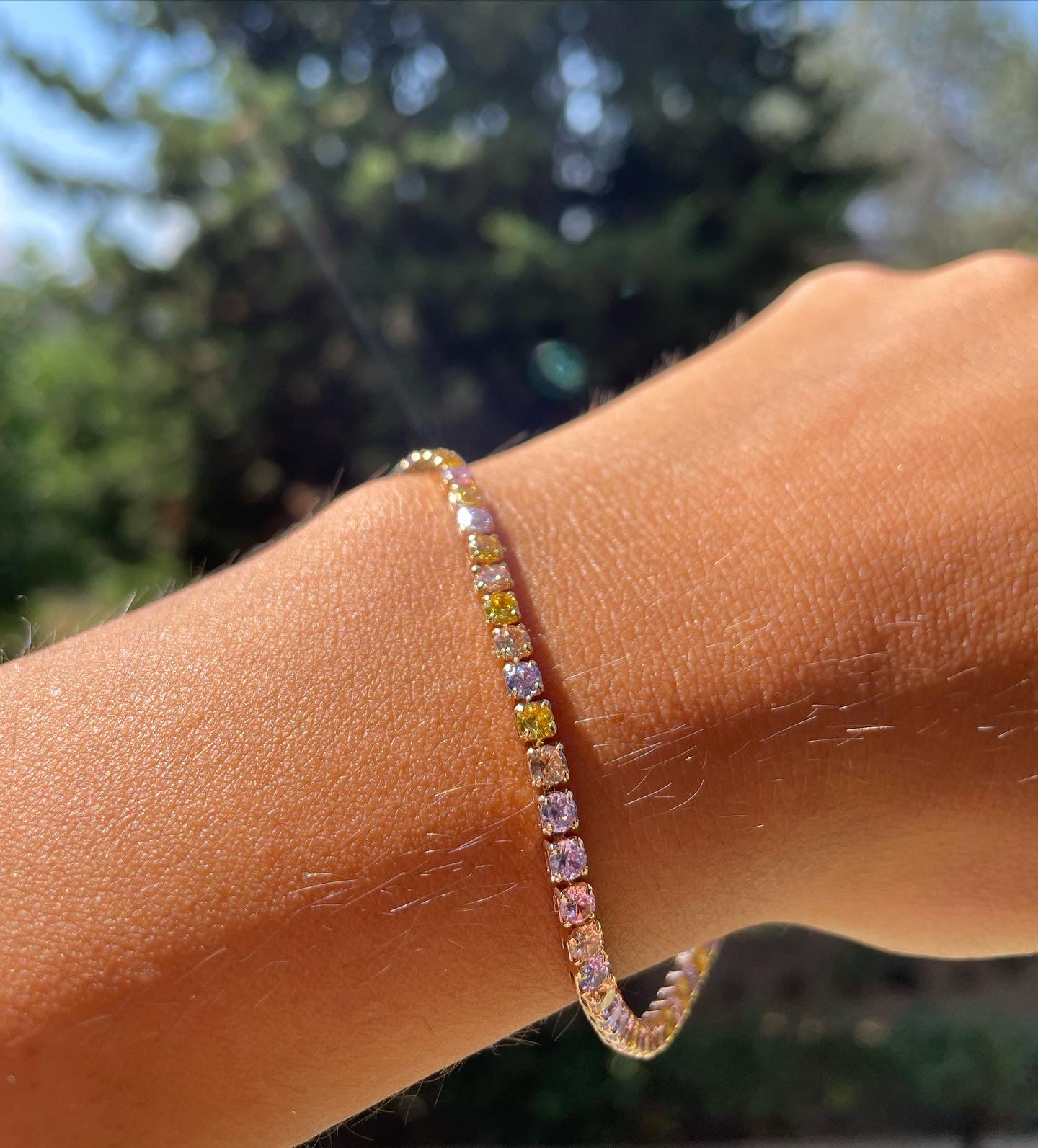 Bracciale tennis con cristallini in 5 colori