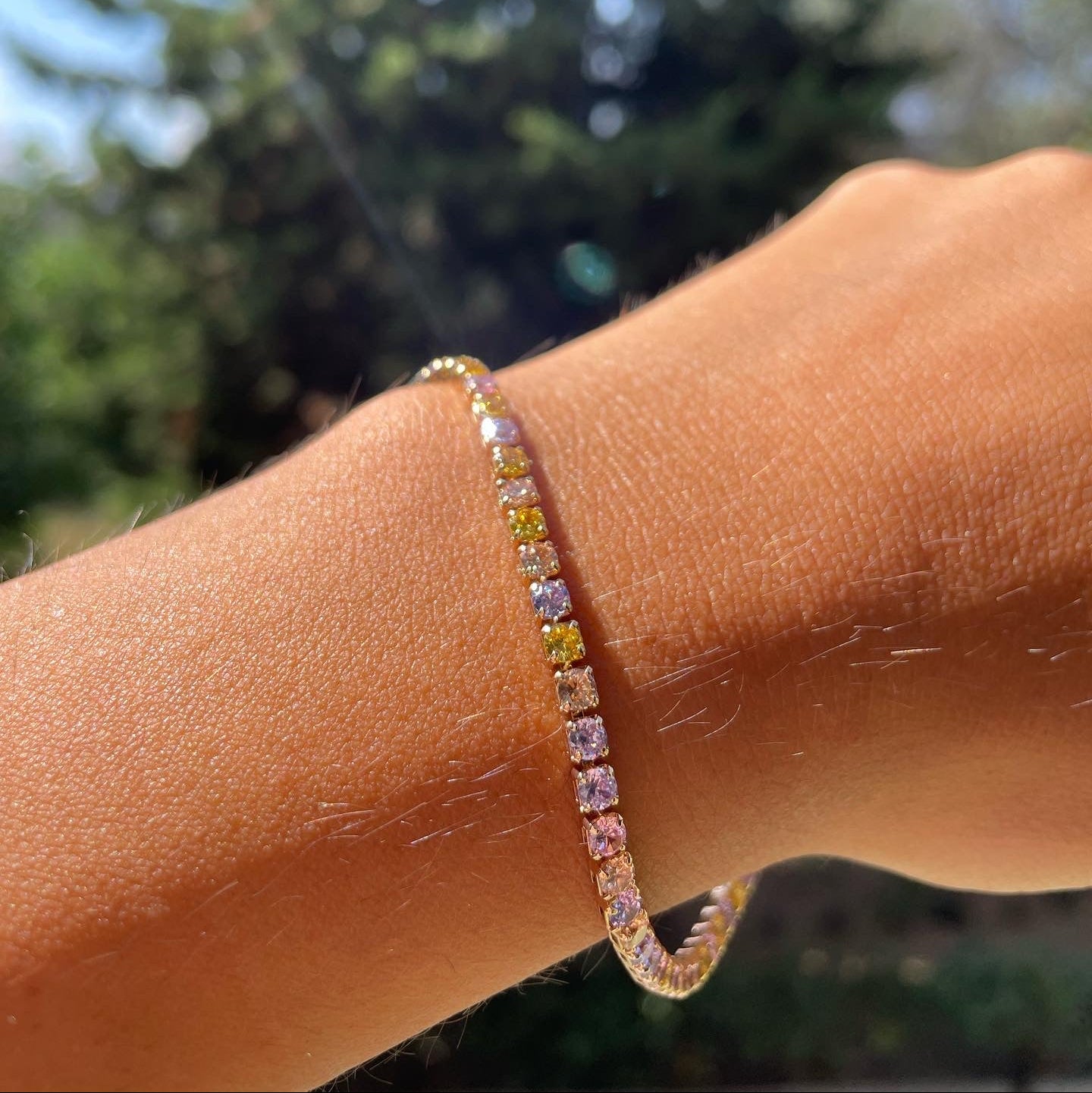 Bracciale tennis con cristallini in 5 colori