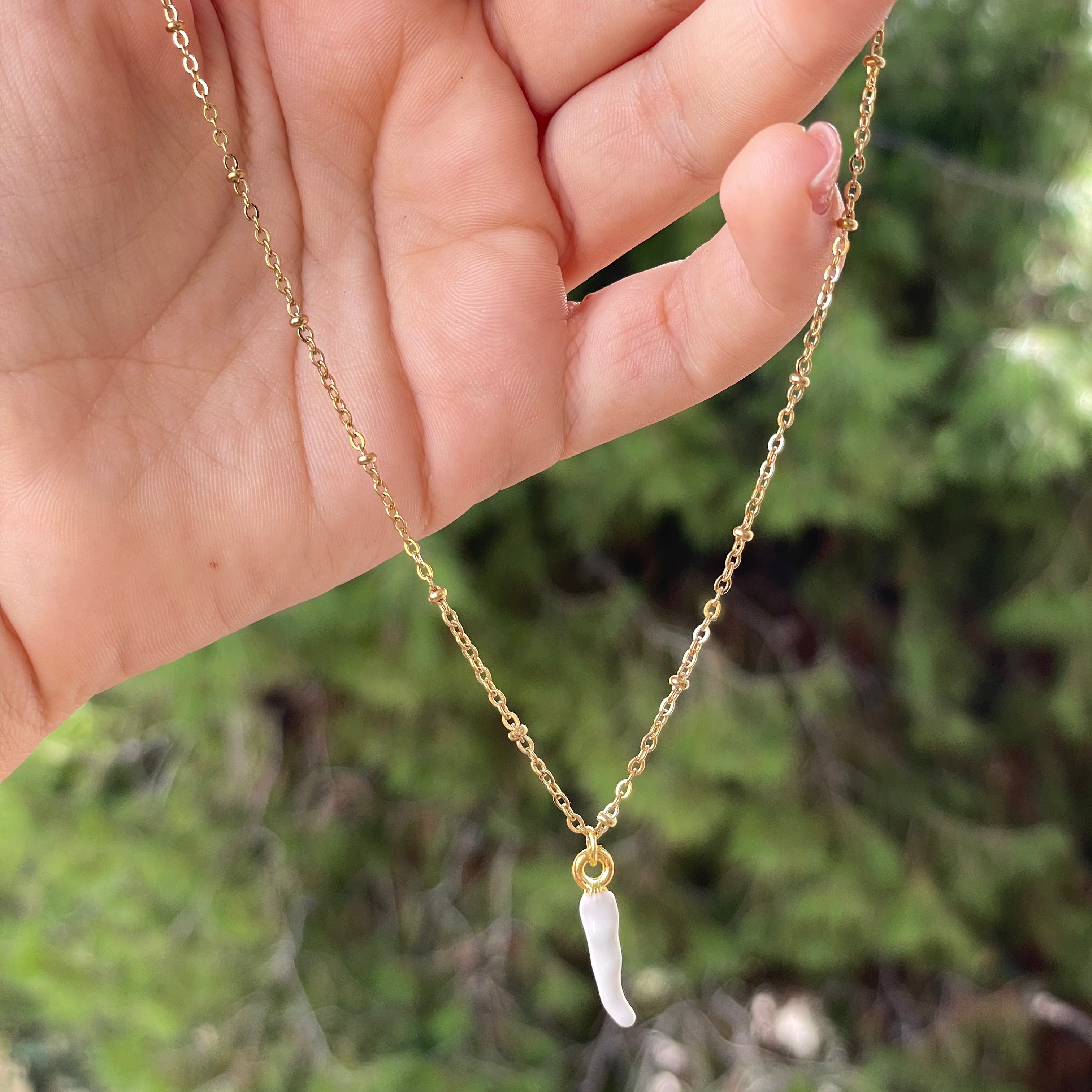 Collana con corno colorato in 6 colori