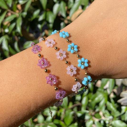 Bracciale con fiori in 3 colori