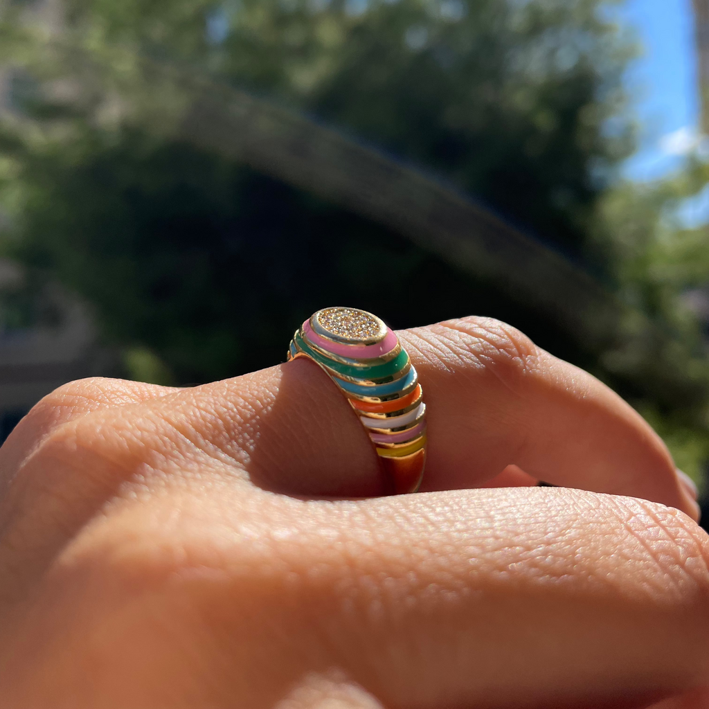 Anello multicolore glitter