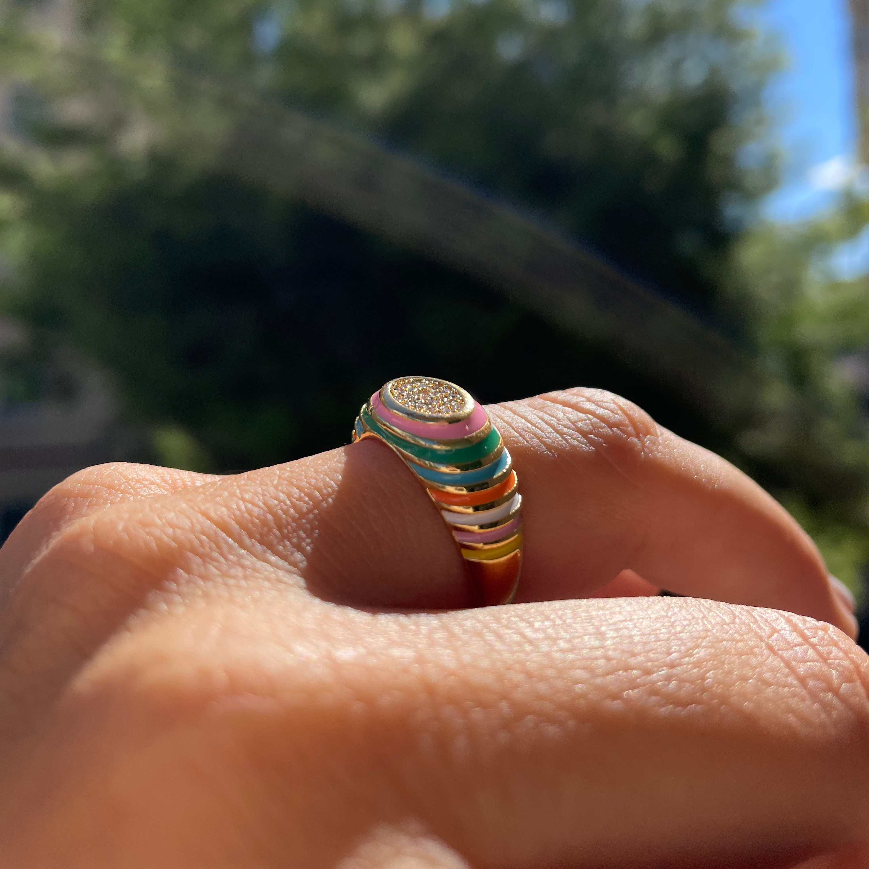 Anello multicolore glitter