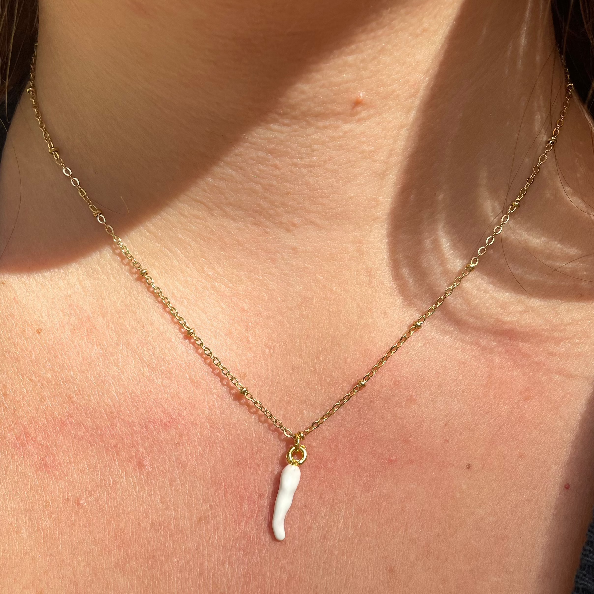 Collana con corno colorato in 6 colori