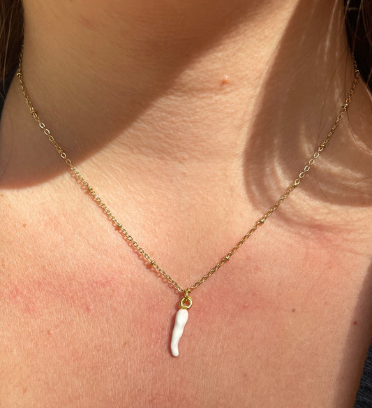 Collana con corno portafortuna in 6 colori