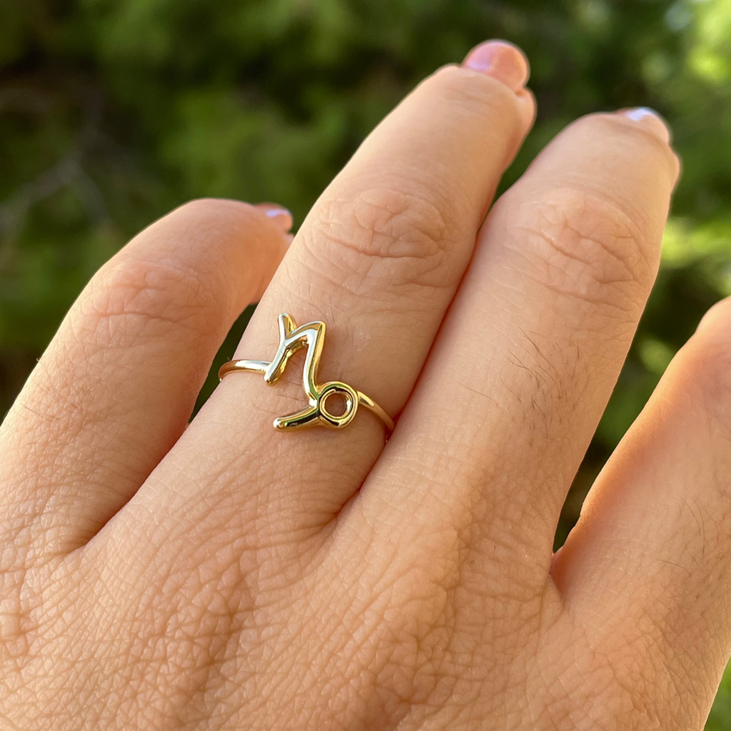 Anello con segno zodiacale in 2 colori