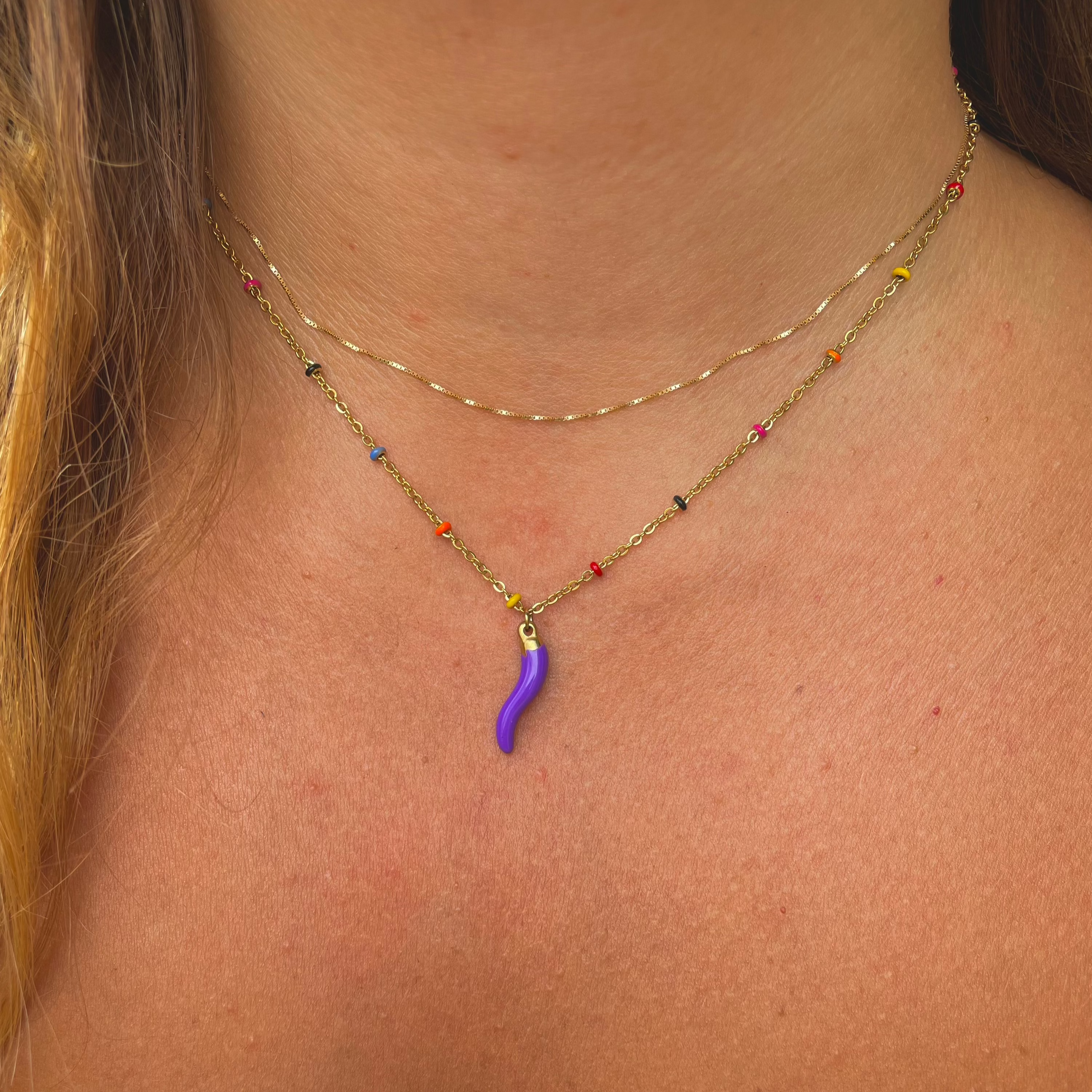 Collana con cornetto in 8 colori