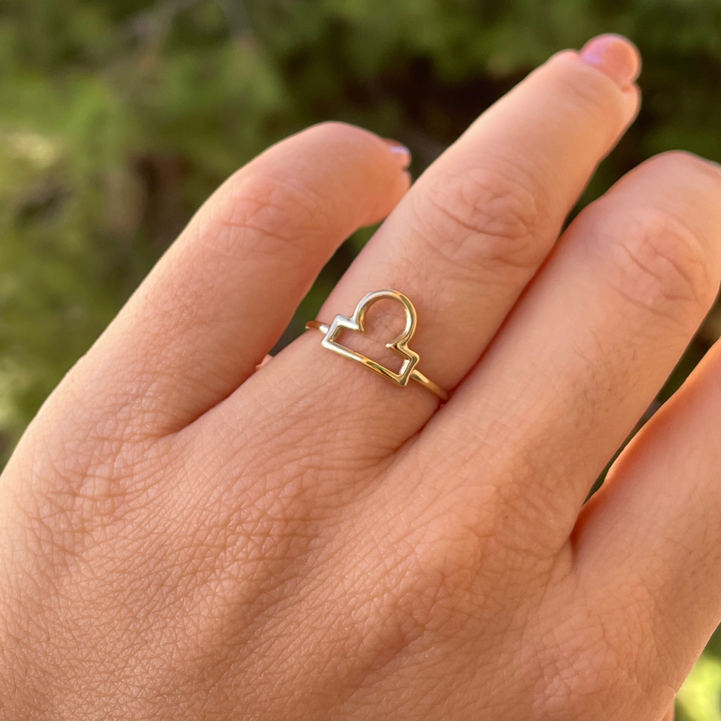 Anello con segno zodiacale in 2 colori
