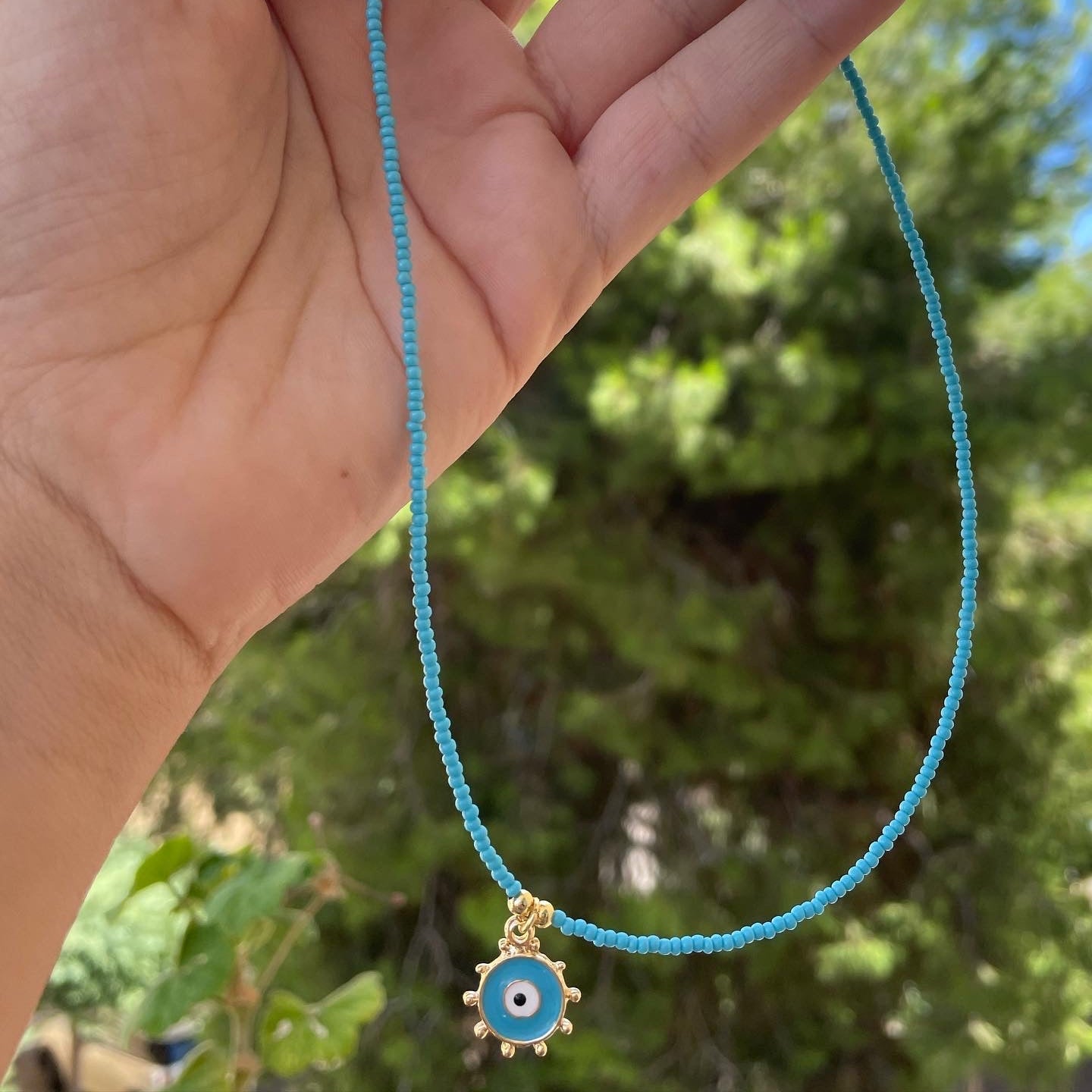 Collana con perline e occhio di Allah in 5 colori