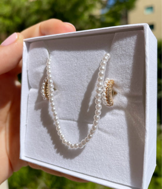 Set collana con piccole perle + cerchietti con perle