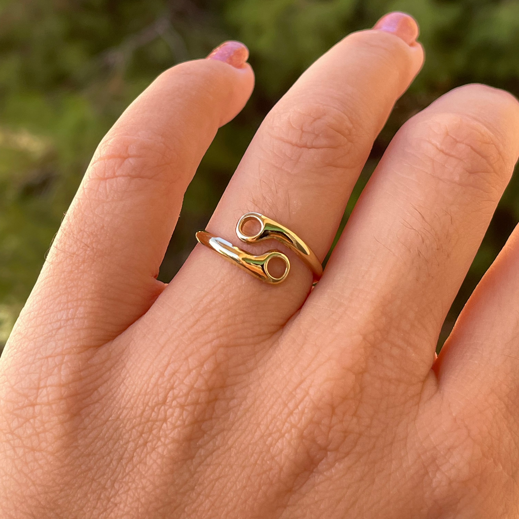 Anello con segno zodiacale in 2 colori