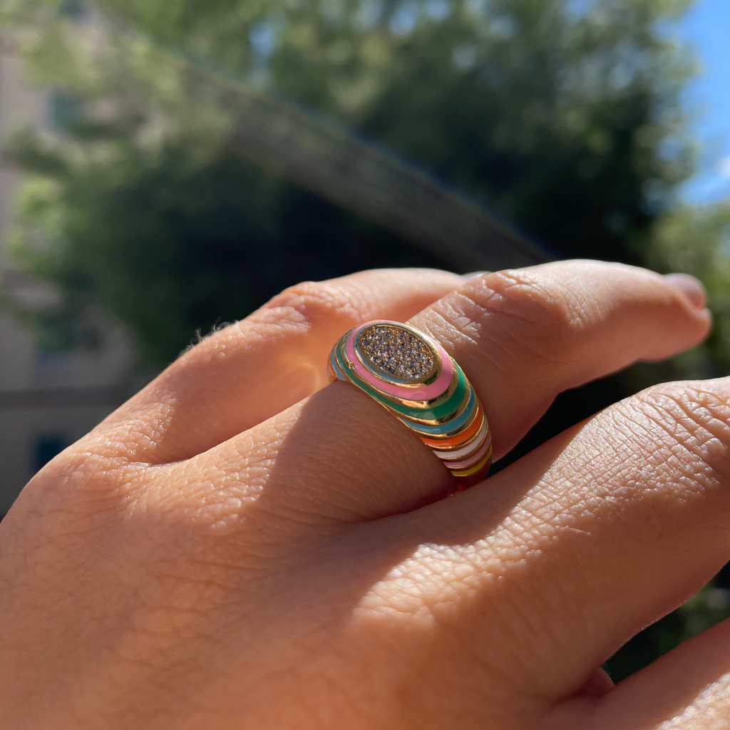 Anello multicolore glitter