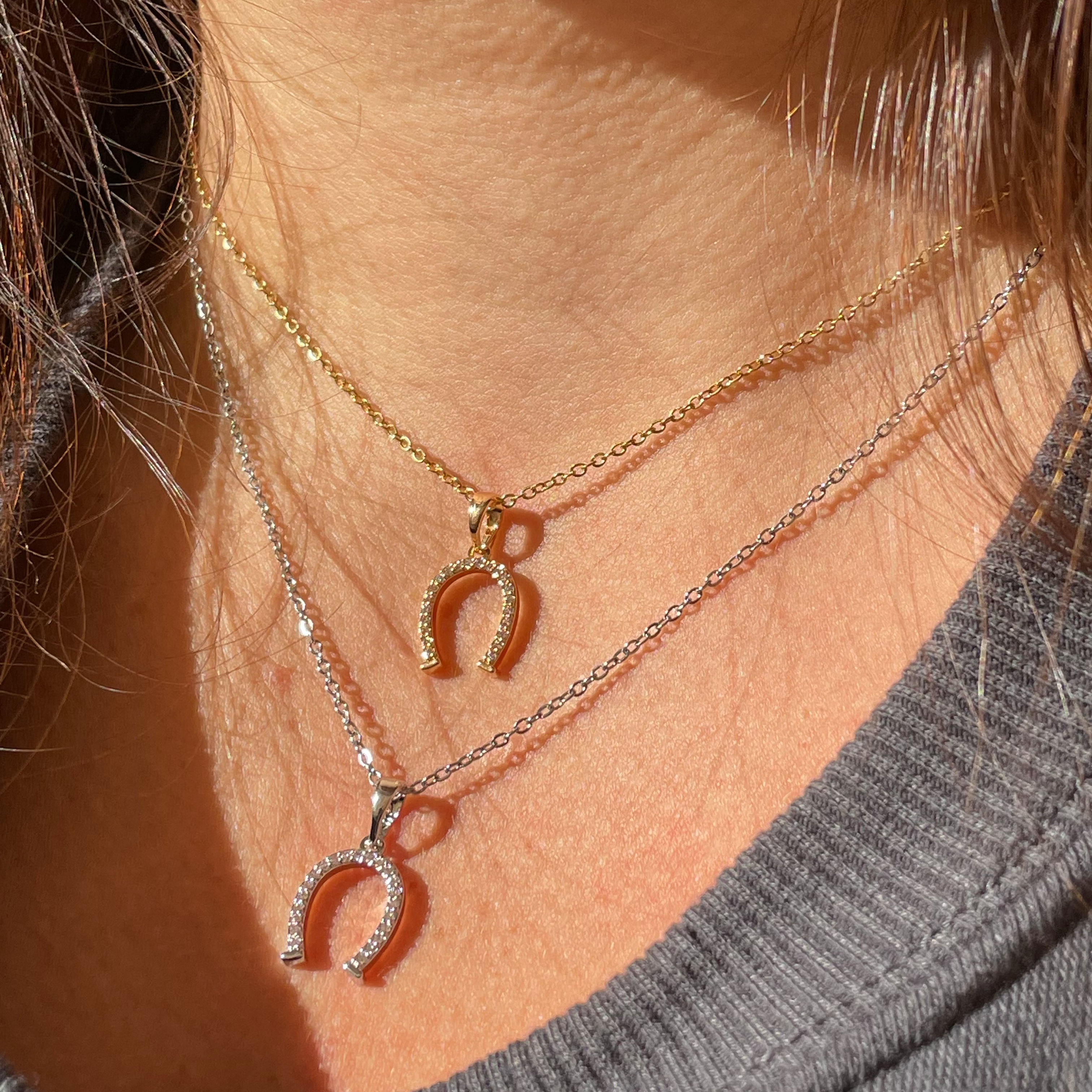 Collana con ferro di cavallo in 2 colori
