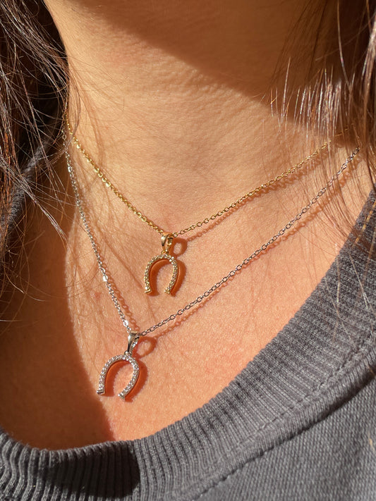 Collana con ferro di cavallo in 2 colori