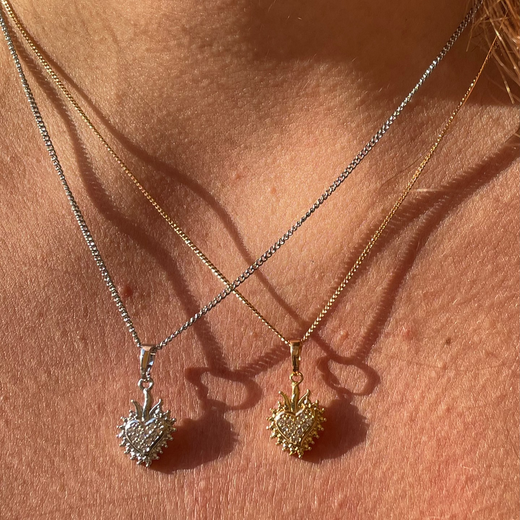 Collana sacro cuore brillante in 2 colori