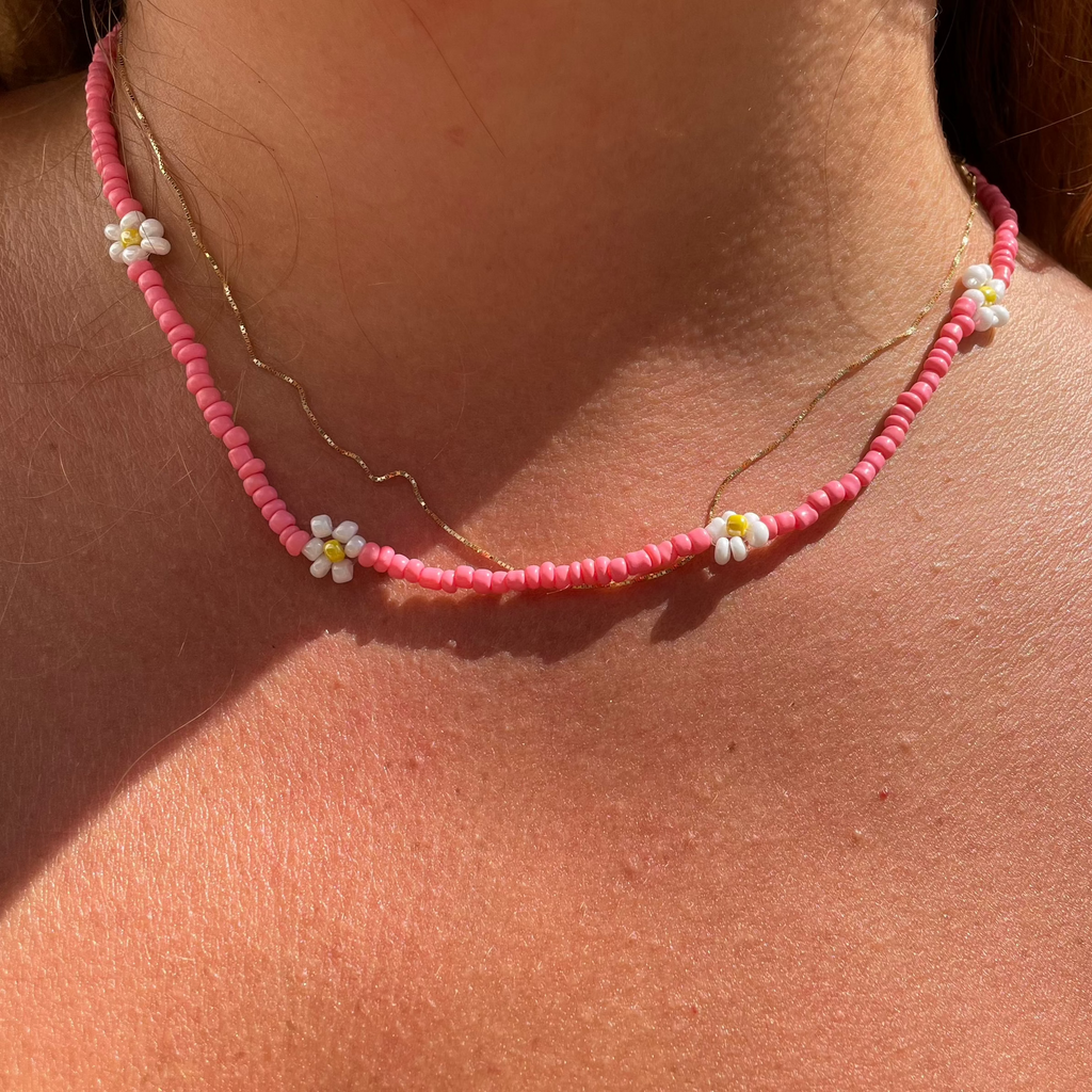 Collana con perline e fiori in 7 colori