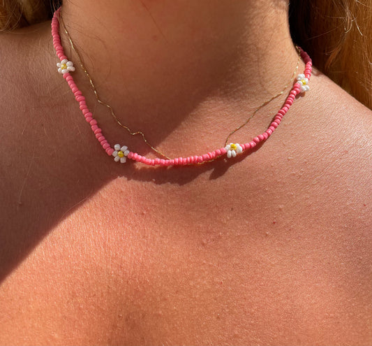 Collana con perline e fiori in 7 colori