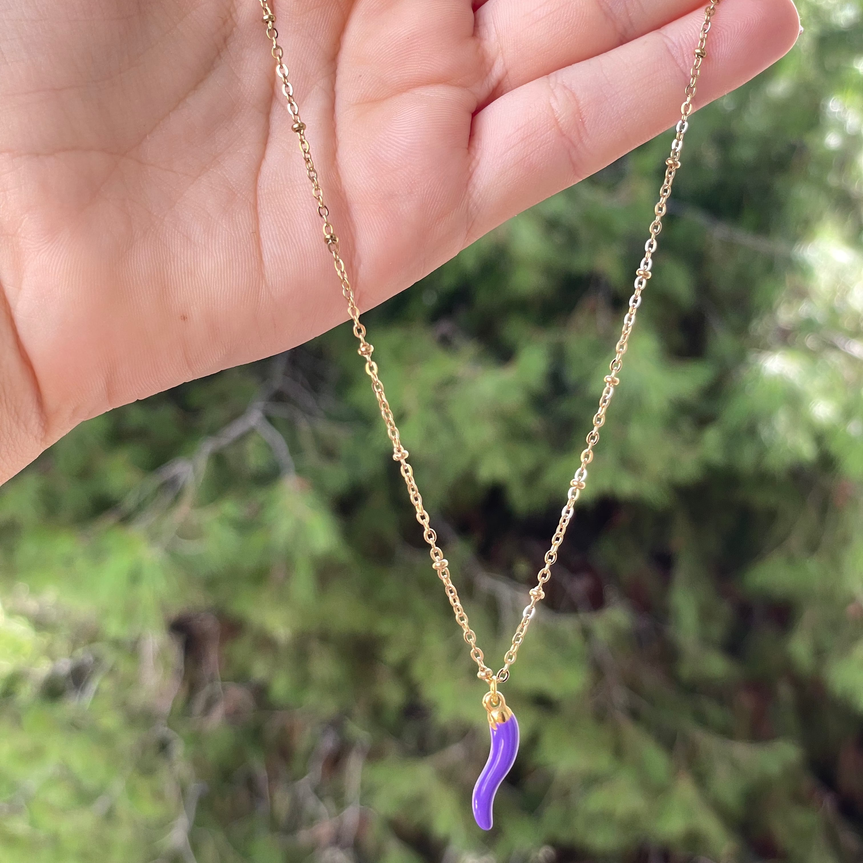 Collana con corno colorato in 6 colori