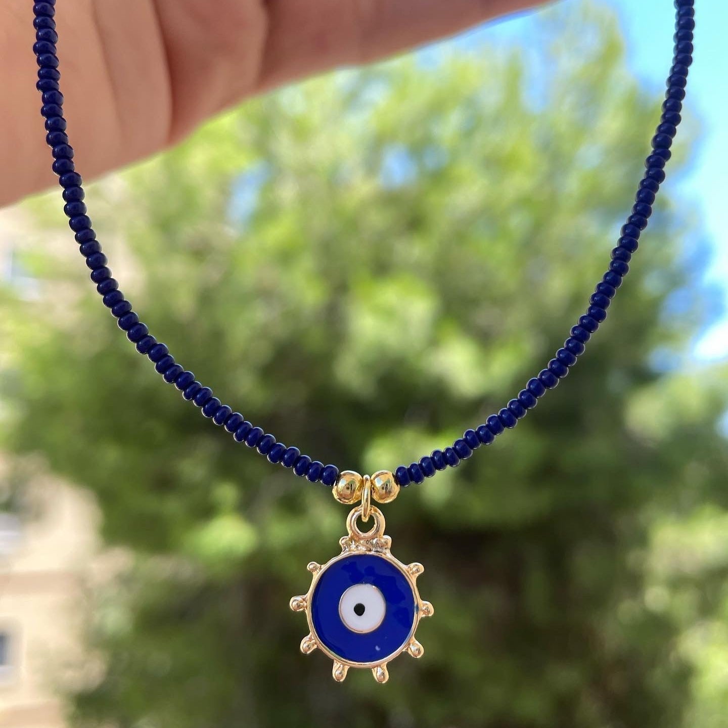 Collana con perline e occhio di Allah in 5 colori
