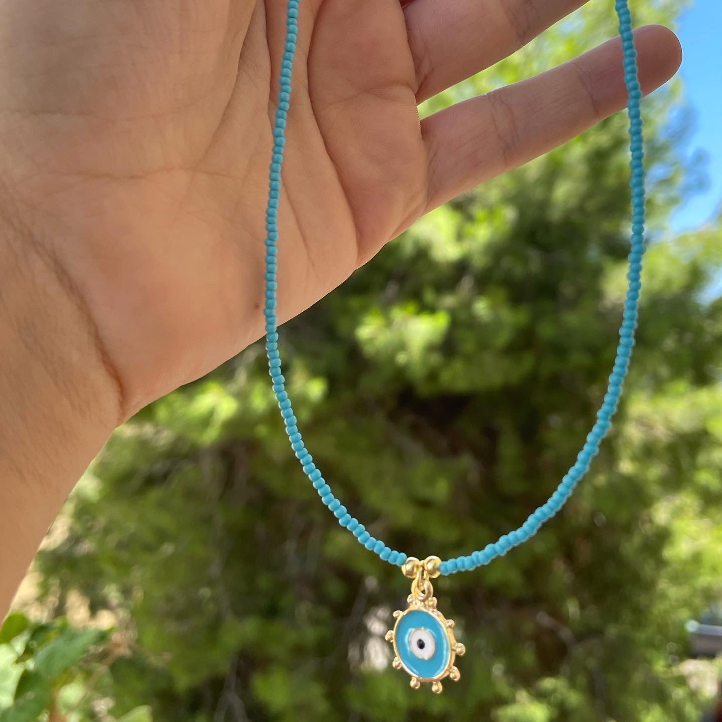 Collana con perline e occhio di Allah in 5 colori