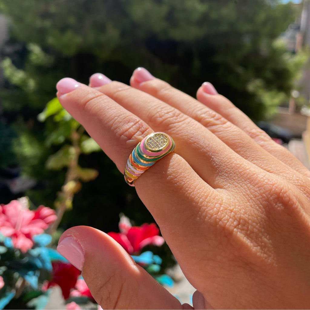 Anello multicolore glitter