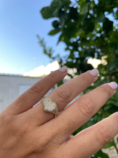 Anello con cuore strassato in 2 colori