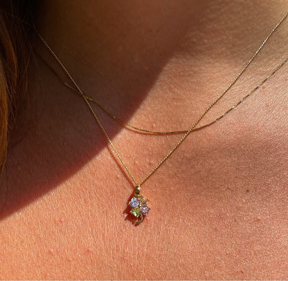 Collana con quadrifoglio in 2 colori