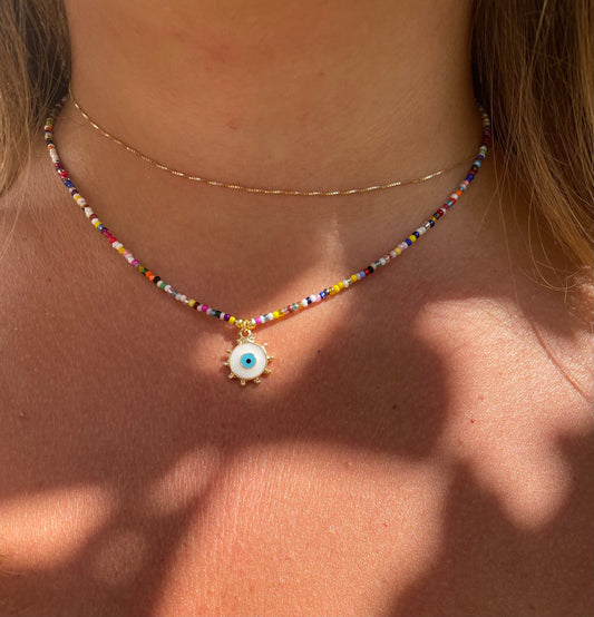 Collana con perline e occhio di Allah in 5 colori