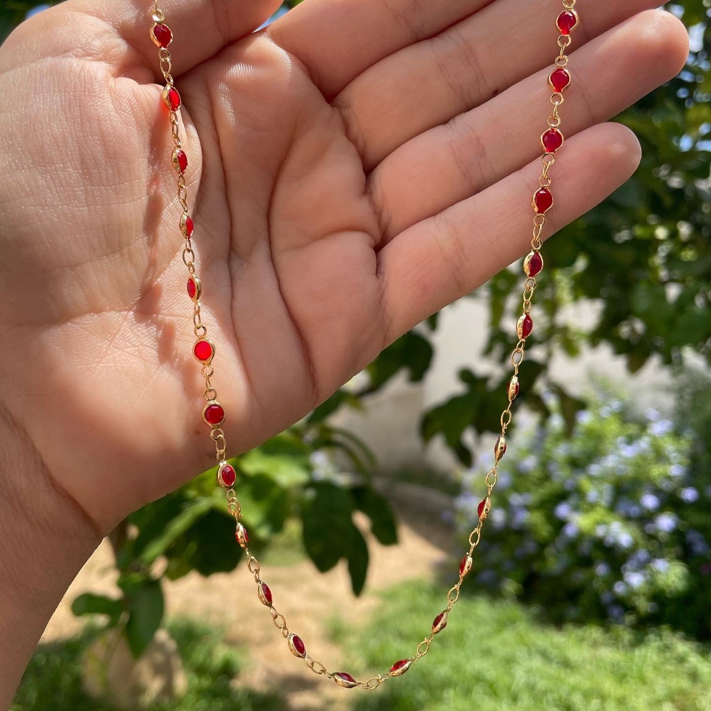 Collana con vetrini colorati in 9 colori