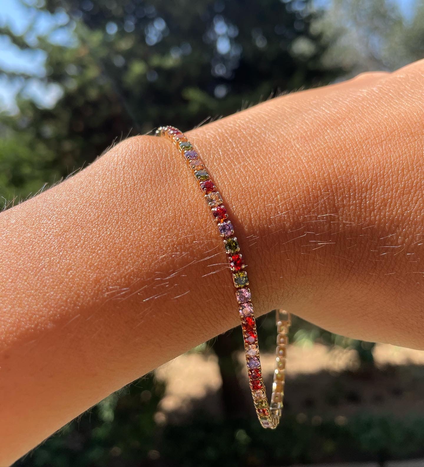Bracciale tennis con cristallini in 5 colori