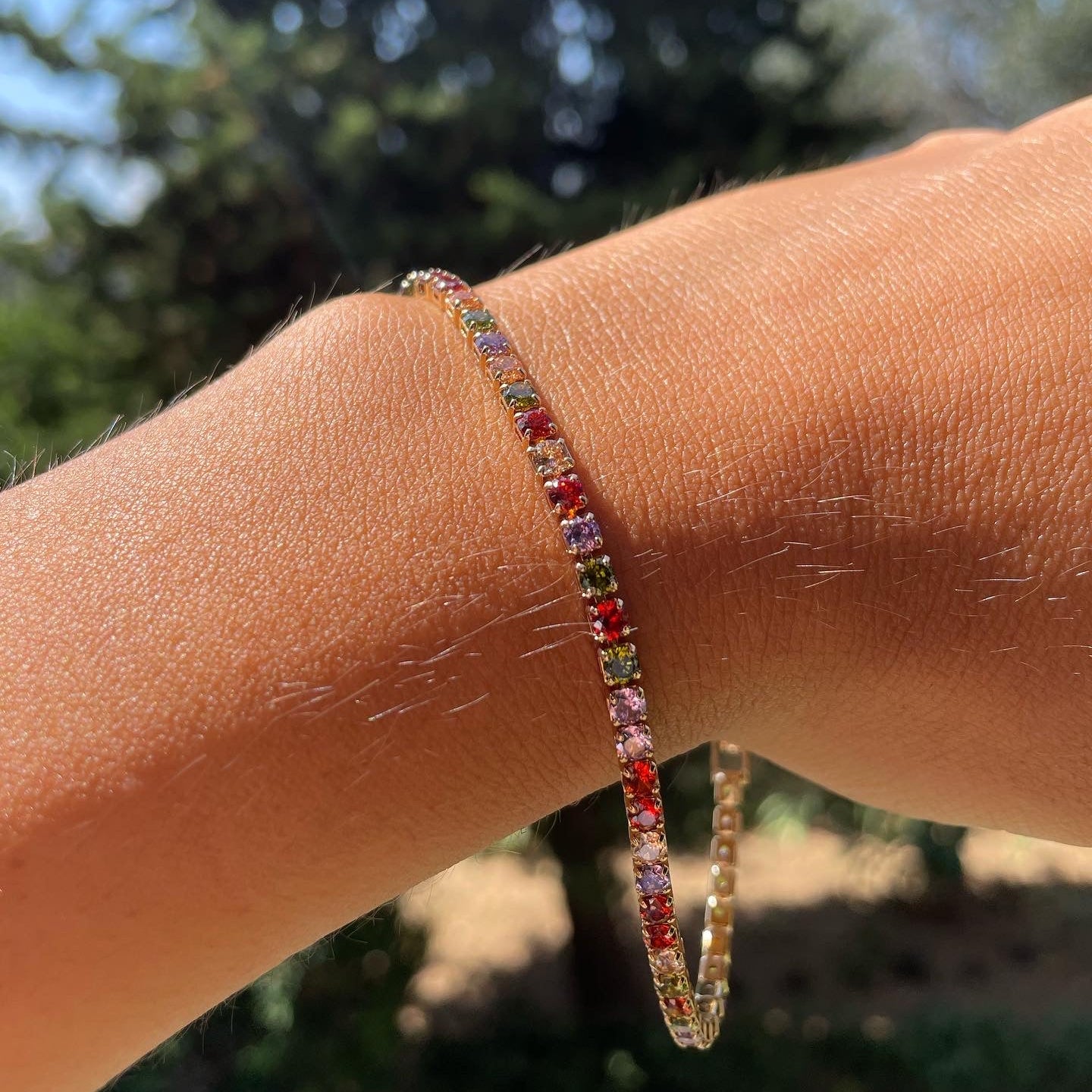 Bracciale tennis con cristallini in 5 colori