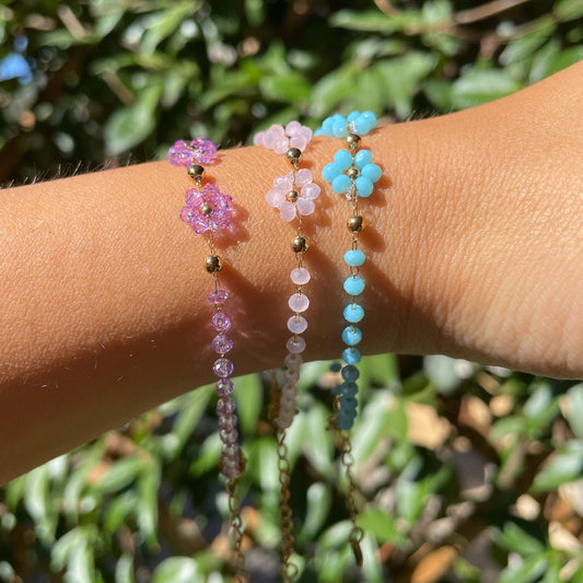 Bracciale con fiori in 3 colori