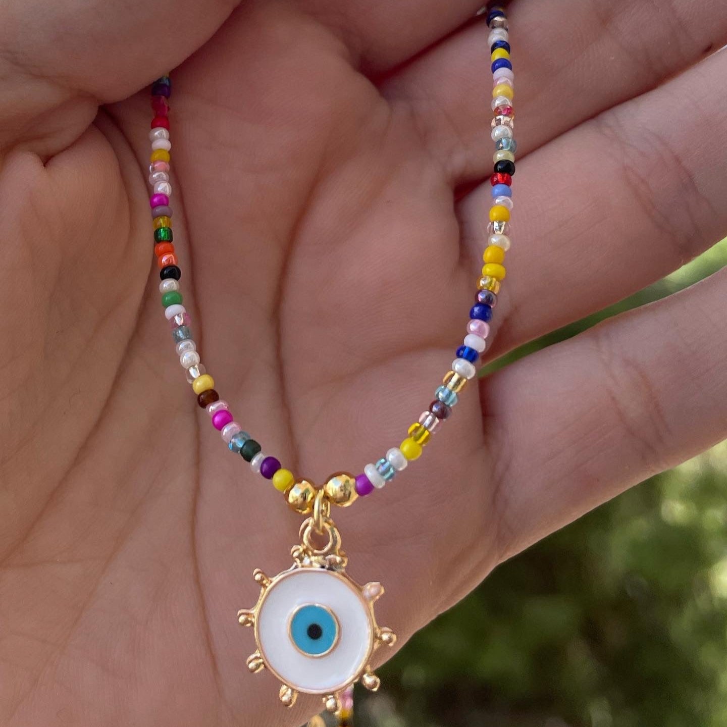 Collana con perline e occhio di Allah in 5 colori