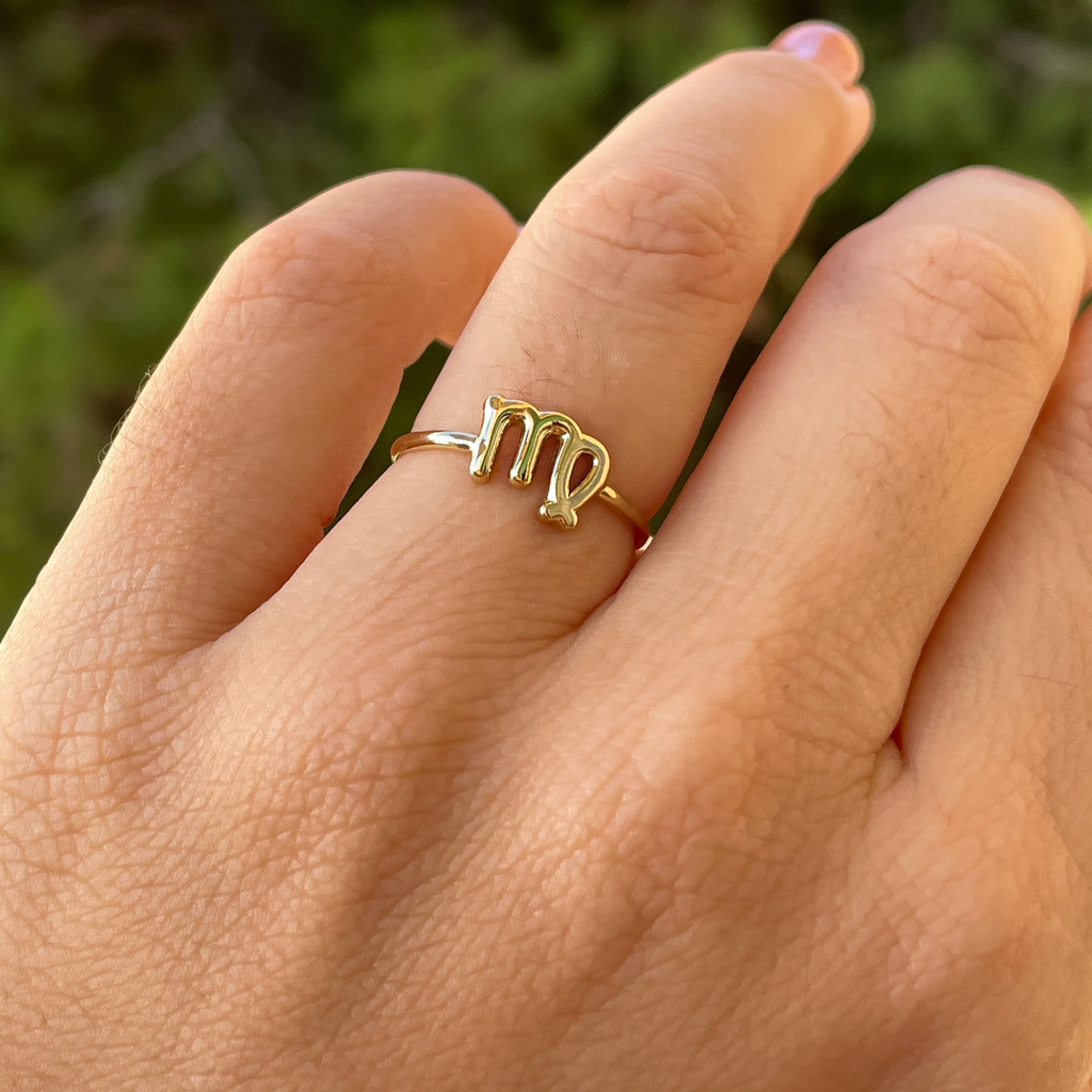 Anello con segno zodiacale in 2 colori