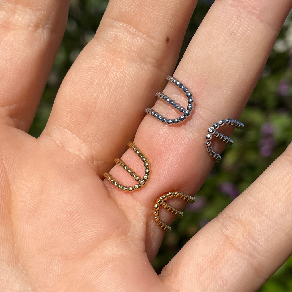 Anello con stelle, sole e luna in 2 colori